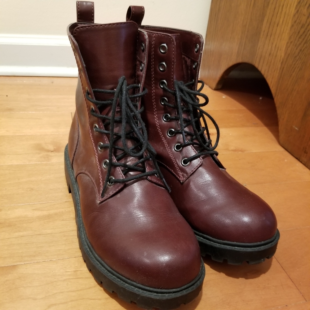NWOT Red Vegan Leather Doc Martin Style Boots